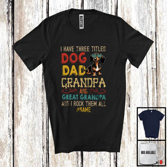 MacnyStore - Personalized Custom Name Dog Dad Great Grandpa, Vintage Father's Day Dachshund, Family T-Shirt