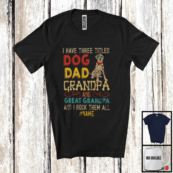 MacnyStore - Personalized Custom Name Dog Dad Great Grandpa, Vintage Father's Day Dalmatian, Family T-Shirt