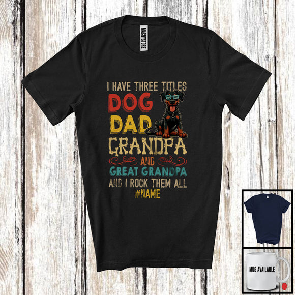MacnyStore - Personalized Custom Name Dog Dad Great Grandpa, Vintage Father's Day Doberman, Family T-Shirt