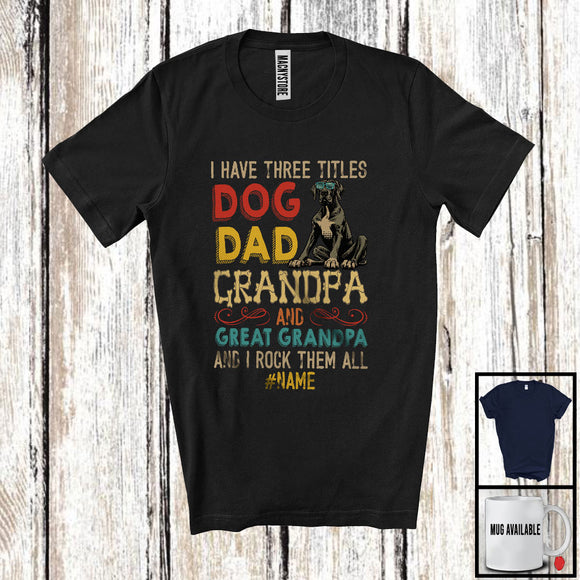 MacnyStore - Personalized Custom Name Dog Dad Great Grandpa, Vintage Father's Day Great Dane, Family T-Shirt
