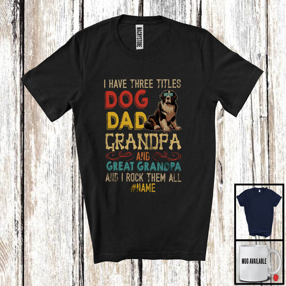 MacnyStore - Personalized Custom Name Dog Dad Great Grandpa, Vintage Father's Day Landseer, Family T-Shirt