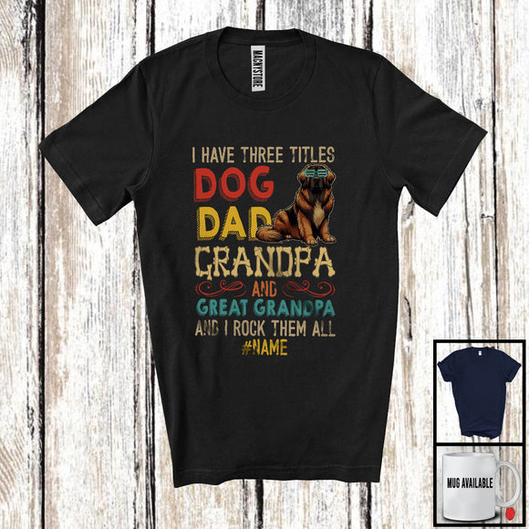MacnyStore - Personalized Custom Name Dog Dad Great Grandpa, Vintage Father's Day Leonberger, Family T-Shirt