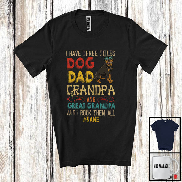 MacnyStore - Personalized Custom Name Dog Dad Great Grandpa, Vintage Father's Day Rottweiler, Family T-Shirt