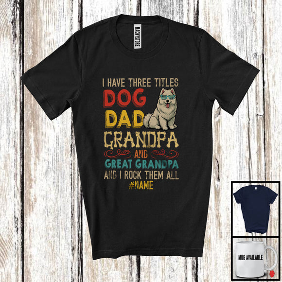 MacnyStore - Personalized Custom Name Dog Dad Great Grandpa, Vintage Father's Day Samoyed, Family T-Shirt