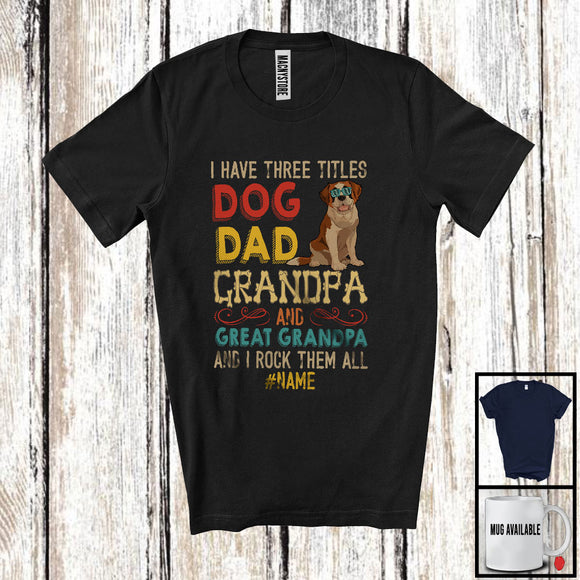 MacnyStore - Personalized Custom Name Dog Dad Great Grandpa, Vintage Father's Day St. Bernard, Family T-Shirt