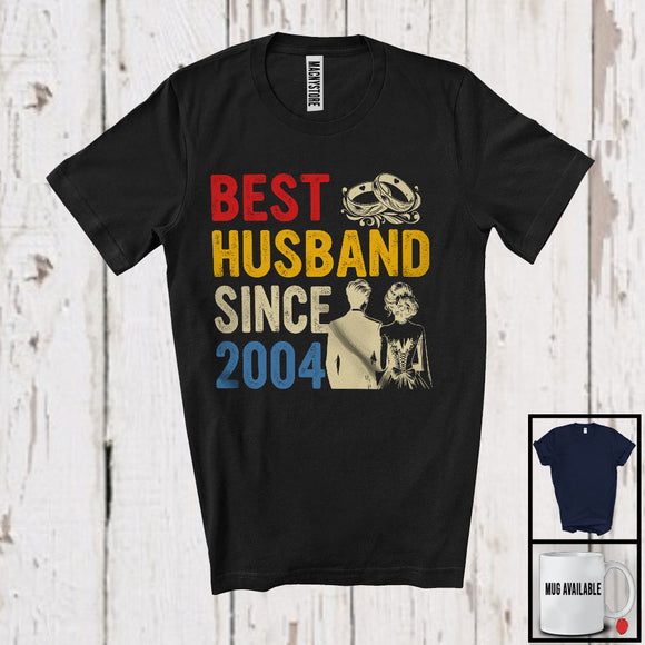 MacnyStore - Vintage Best Husband Since 2004, Happy 20th Wedding Anniversary, Matching Couple Family T-Shirt