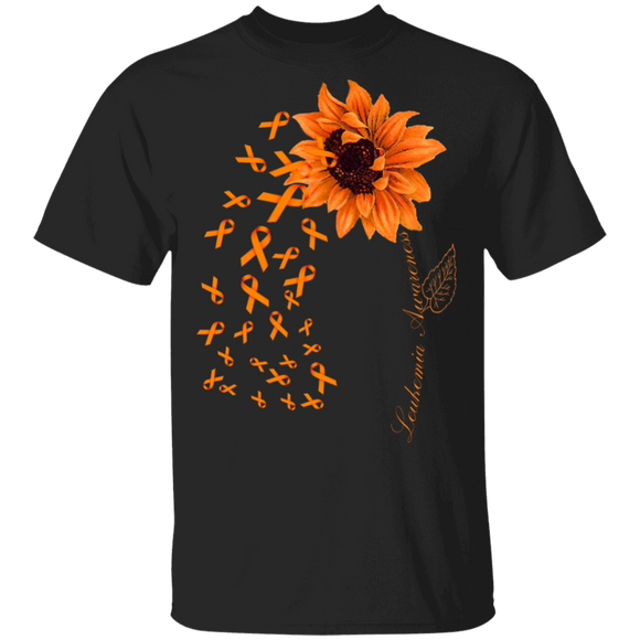 Leukemia Awareness Cool Orange Sunflower Ribbons Gifts T-Shirt - Macnystore