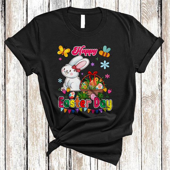 MacnyStore - Happy Easter Day, Awesome Easter Bunny Hunting Eggs Animal Lover, Flowers Family Group T-Shirt