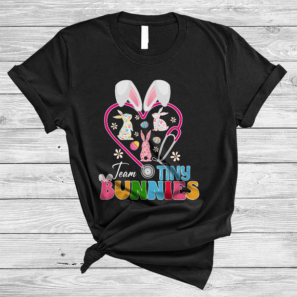 MacnyStore - Team Tiny Bunnies, Awesome Easter Day Bunny Heart Shape, NICU PICU L&D Nurse Squad T-Shirt