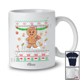 Personalized Custom Name Gingerbread Eat Pizza; Lovely Christmas Sweater Lunch Lady Chef Baker T-Shirt