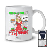 Personalized Custom Name Dabbing Around The Restaurant; Joyful Christmas Waitress X-mas Tree T-Shirt