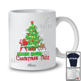 Personalized Custom Name Dabbing Around The Christmas Tree; Joyful Reindeer Santa Dabbing T-Shirt