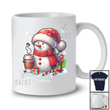 Personalized Custom Name Snowman Drinking Coffee; Joyful Christmas Santa Snowman; Family T-Shirt
