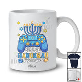 Personalized Custom Name This Is My Hanukkah Pajama Shirt; Joyful Lights Game Controller Gamer T-Shirt