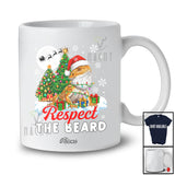 Personalized Custom Name Respect The Bearded; Lovely Christmas X-mas Tree Bearded Dragon Santa T-Shirt