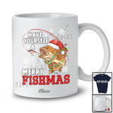 Personalized Custom Name Have A Merry Fishmas; Humorous Christmas Santa Grouper Fish Fishing T-Shirt