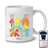 Personalized Custom Name I Roared My Way Through 100 Days; Humorous School Dinosaur Lover T-Shirt