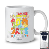 Personalized Custom Name Teacher Survived 100 Days Of Me; Joyful 100th Day Of School Dinosaur T-Shirt