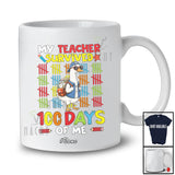 Personalized Custom Name My Teacher Survived 100 Days Of Me; Joyful 100th Day Students Goose T-Shirt