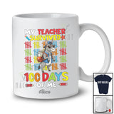 Personalized Custom Name My Teacher Survived 100 Days Of Me; Joyful 100th Day Students Donkey T-Shirt