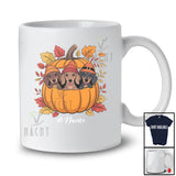 Personalized Custom Name Dachshund In Pumpkin; Adorable Thanksgiving Fall Leaves; Family T-Shirt