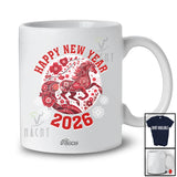 Personalized Custom Name Happy New Year 2026; Floral Lunar New Year Horse Chinese Zodiac T-Shirt