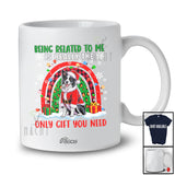 Personalized Custom Name Related To Me Is Only Gift; Lovely Christmas Border Collie Plaid Rainbow T-Shirt