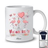 Personalized Custom Name Happy Valentine's Day; Lovely Three Pink Flamingo Hearts; Couple T-Shirt