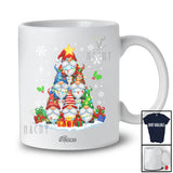 Personalized Custom Name Christmas Tree Gnomes; Lovely X-mas Lights Snow Around Gnomies T-Shirt
