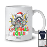 Personalized Custom Name Christmas Squad; Amusing X-mas Lights Santa Raccoon Animal Lover T-Shirt