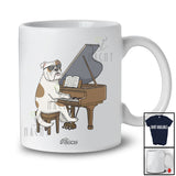 Personalized Custom Name Bulldog Playing Piano; Humorous Musician Musical Instruments T-Shirt