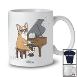Personalized Custom Name Corgi Playing Piano; Humorous Musician Musical Instruments T-Shirt