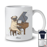 Personalized Custom Name Pug Playing Piano; Humorous Musician Musical Instruments T-Shirt