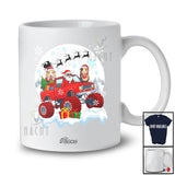Personalized Custom Name Guinea Pig Santa On Monster Truck; Lovely Christmas Moon Snow Animal T-Shirt