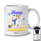 Personalized Custom Name Happy Hanukkah; Lovely Hanukkah Lights On Cat Lover; Family Group T-Shirt