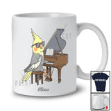 Personalized Custom Name Cockatiel Playing Piano; Humorous Musician Musical Instruments T-Shirt