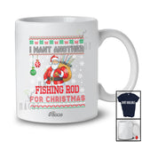 Personalized Custom Name I Want Another Fishing Rod Christmas; Humorous Sweater Santa Fisherman T-Shirt