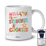 Personalized Custom Name Will Trade Students For Cookies; Amusing Christmas Santa Teacher Group T-Shirt