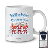 Personalized Custom Name Winter Season; Adorable Christmas Snow Trees Three Santa T-Shirt