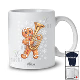 Personalized Custom Name Gingerbread Playing Tuba; Joyful Christmas Musical Instrument Players T-Shirt