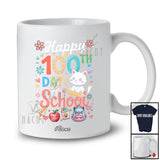 Personalized Custom Name Happy 100th Day Of School; Colorful 100 Days Cat Students Teacher T-Shirt
