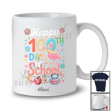 Personalized Custom Name Happy 100th Day Of School; Colorful 100 Days Flamingo Students Teacher T-Shirt