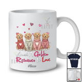 Personalized Custom Name Just A Golden Retriever In Love; Lovely Valentine Hearts Family T-Shirt