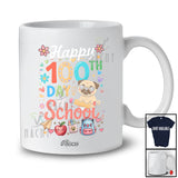 Personalized Custom Name Happy 100th Day Of School; Colorful 100 Days Pug Students Teacher T-Shirt
