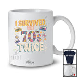Personalized Custom Name Survived 70s Twice; Humorous 70 Years Old 80th Classic Birthday Family T-Shirt