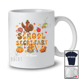 Personalized Custom Name School Secretary; Wonderful Thanksgiving Plaid Pencil Books Turkey T-Shirt