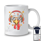 Personalized Custom Name Turkey Face Headphone Sunglasses; Lovely Thanksgiving Fall Family T-Shirt