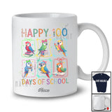 Personalized Custom Name Happy 100 Days Of School; Lovely Parrot Reading Books Studying T-Shirt