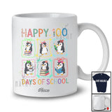 Personalized Custom Name Happy 100 Days Of School; Lovely Penguin Reading Books Studying T-Shirt