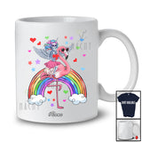 Personalized Custom Name Skeleton Riding Flamingo; Colorful Valentine Rainbow; Girls Women Family T-Shirt